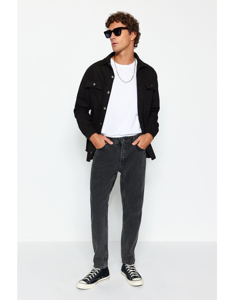 Men's Anthracite Relax Fit Jeans Denim Trousers - 13