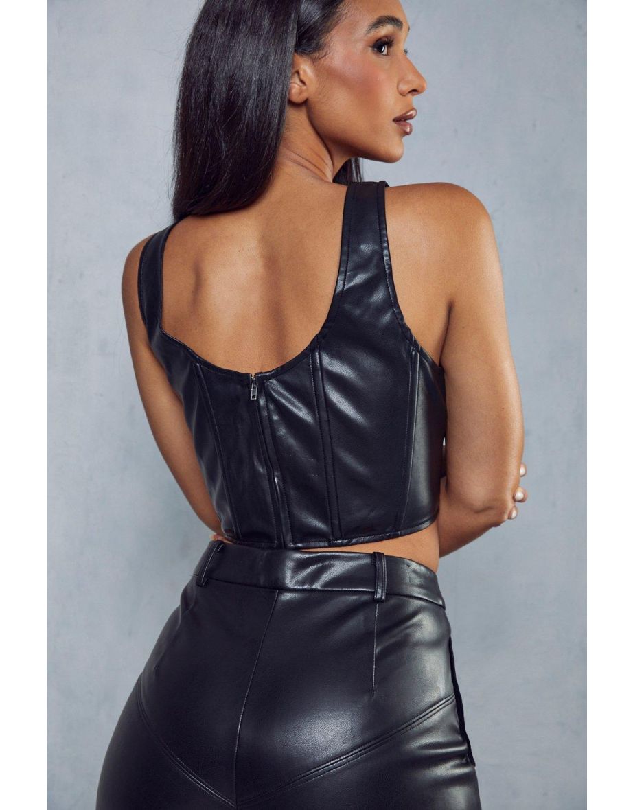 Miss Joslin Leather Look Corset Top - 3