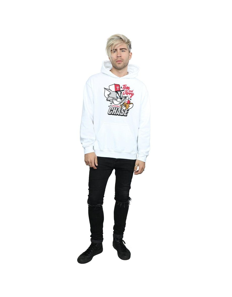 Tom And Jerry Mens Cat & Mouse Chase Hoodie - White - 3