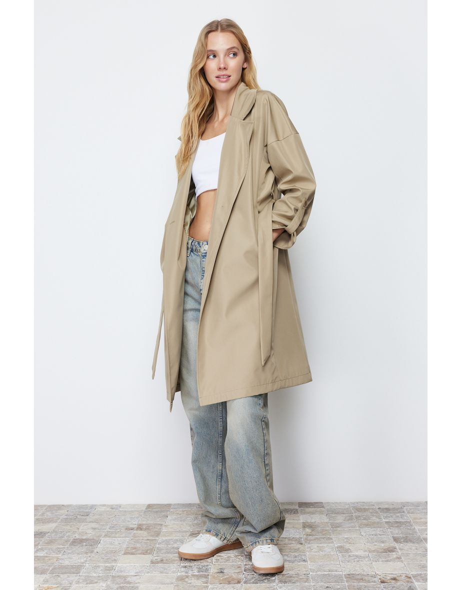 Light Khaki Regular Belted Trench Coat
