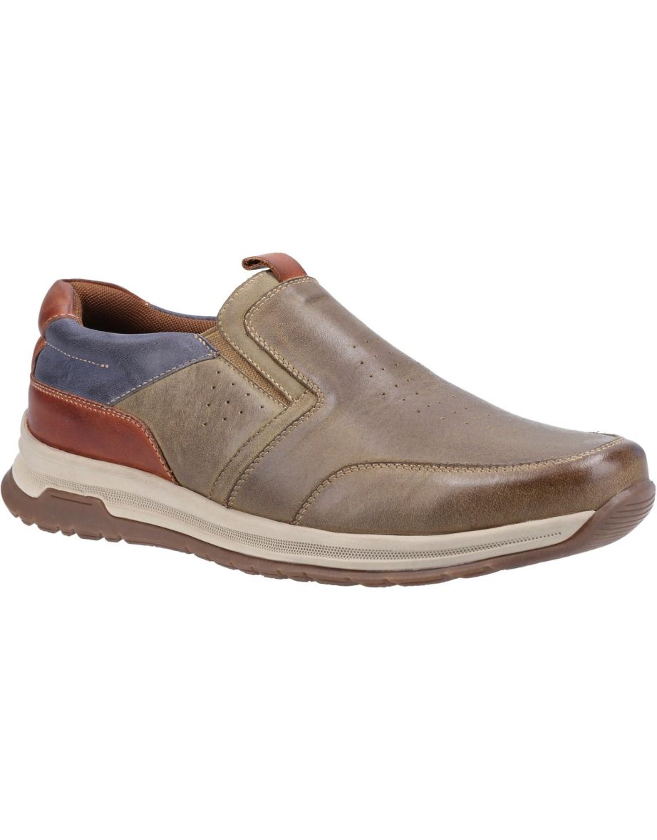 Hush Puppies Mens Cole Leather Casual Shoes - Khaki/Navy/Tan