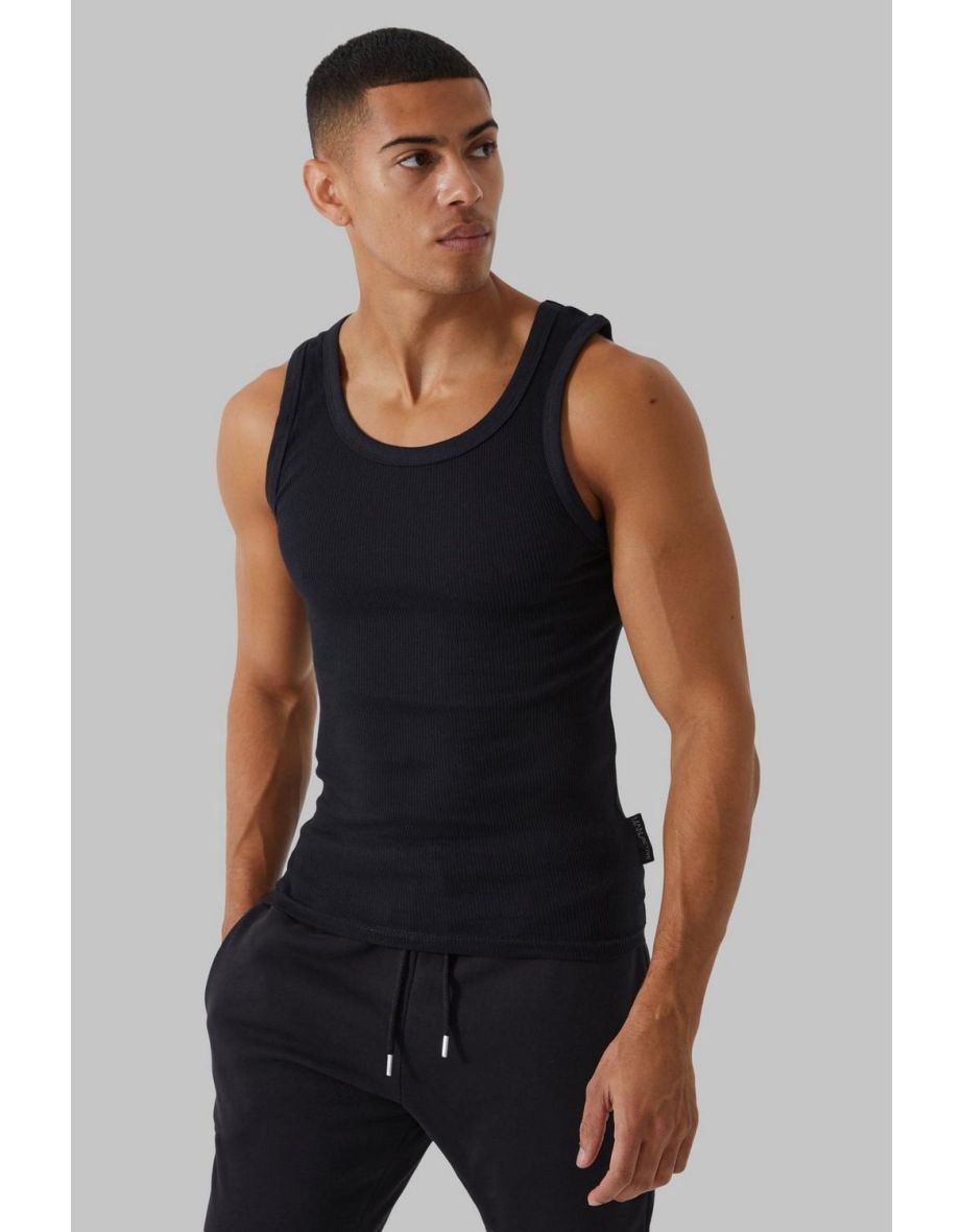 Active Ribbed Muscle Vest - black