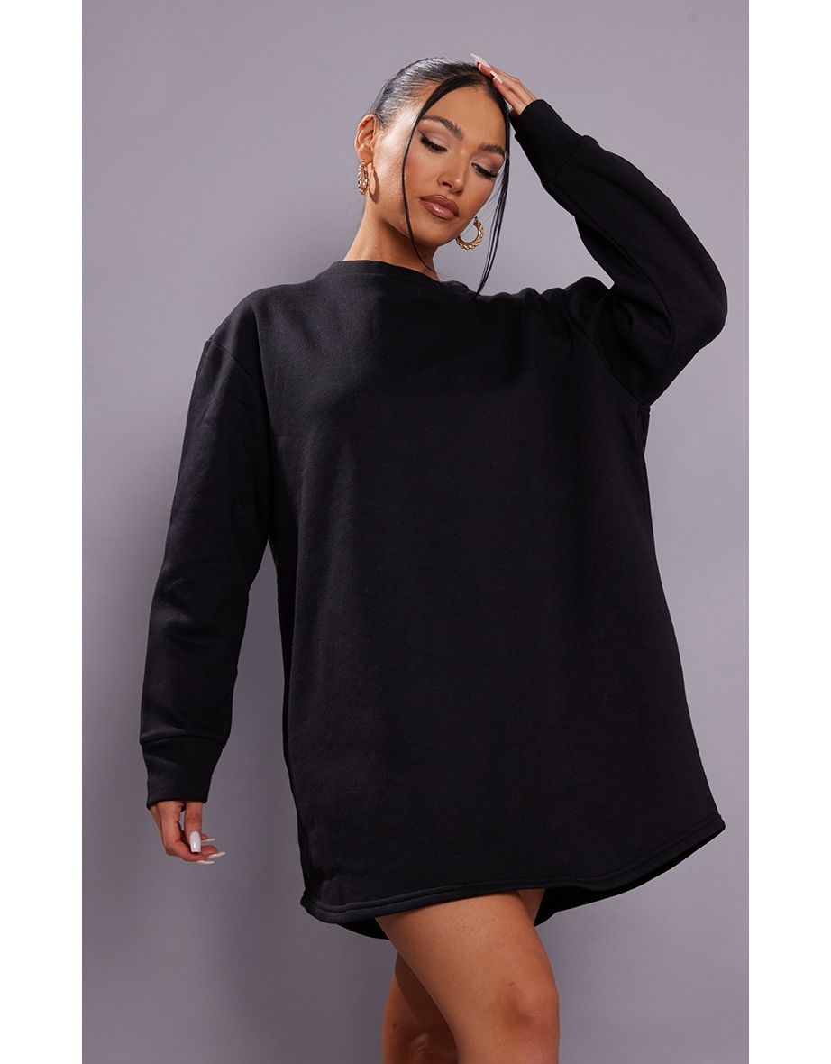 Recycled Black Oversized Sweatshirt Jumper Dress