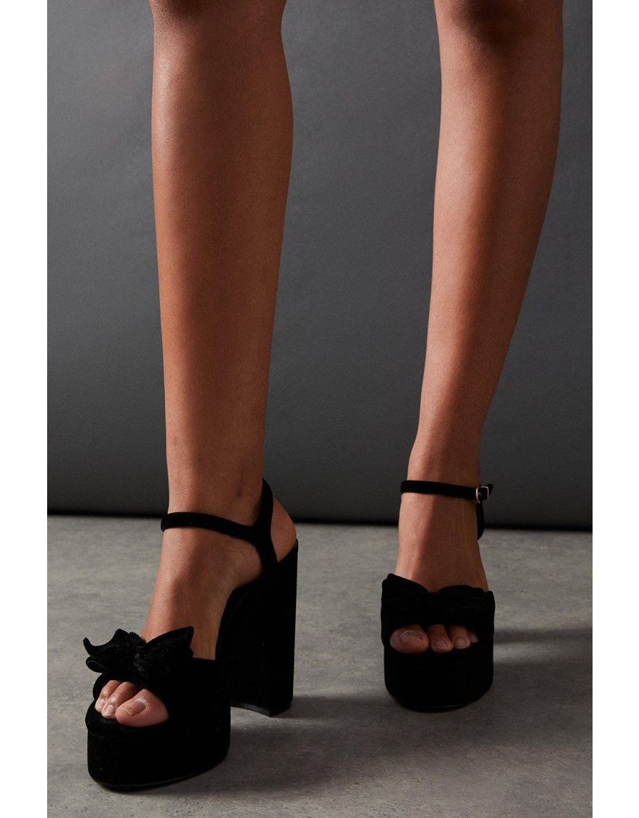 Faith For Warehouse: Velvet Chunky Platform Sandals - 3