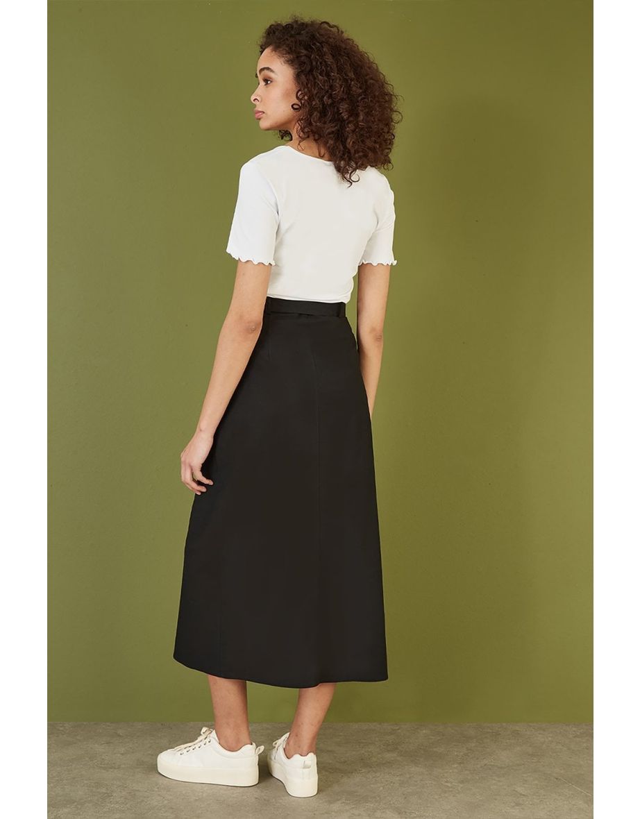 Yumi White Cotton Jersey Lettuce Trim T-Shirt - 2