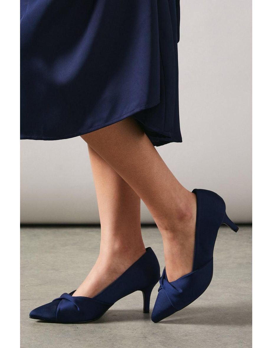 Wide Fit Delina Twist Front Kitten Heel Court Shoe - 3