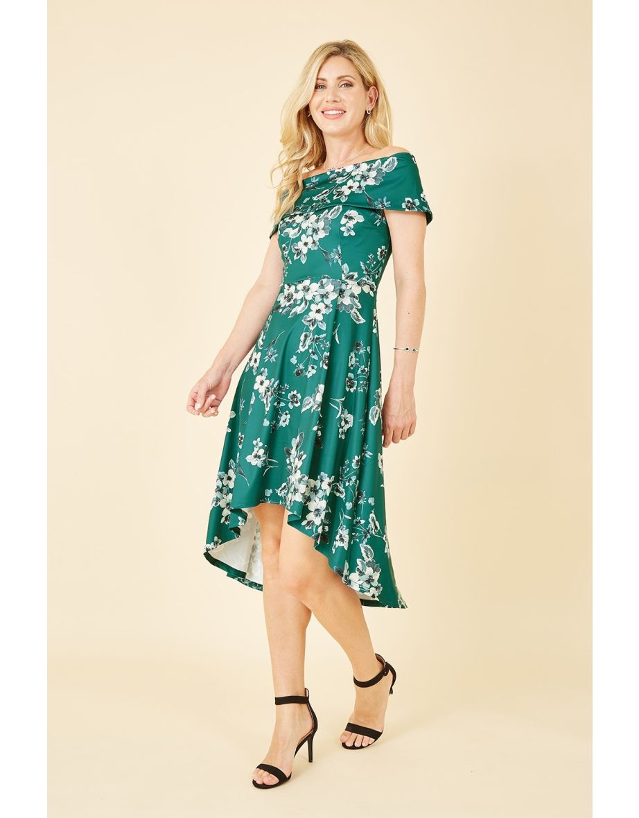 Bottle green bardot dip hotsell hem dress