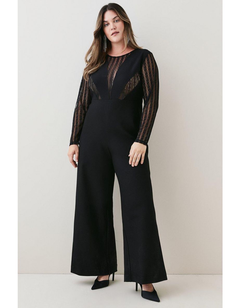 Plus Size Lace Panel Jumpsuit