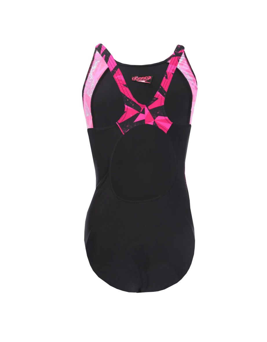 Girl's Speedo Hyper Boom Splice Muscleback Swimsuit in Black - 1