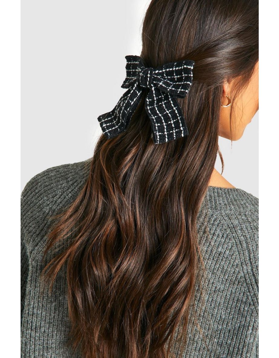 Boucle Hair Bow Clip - black