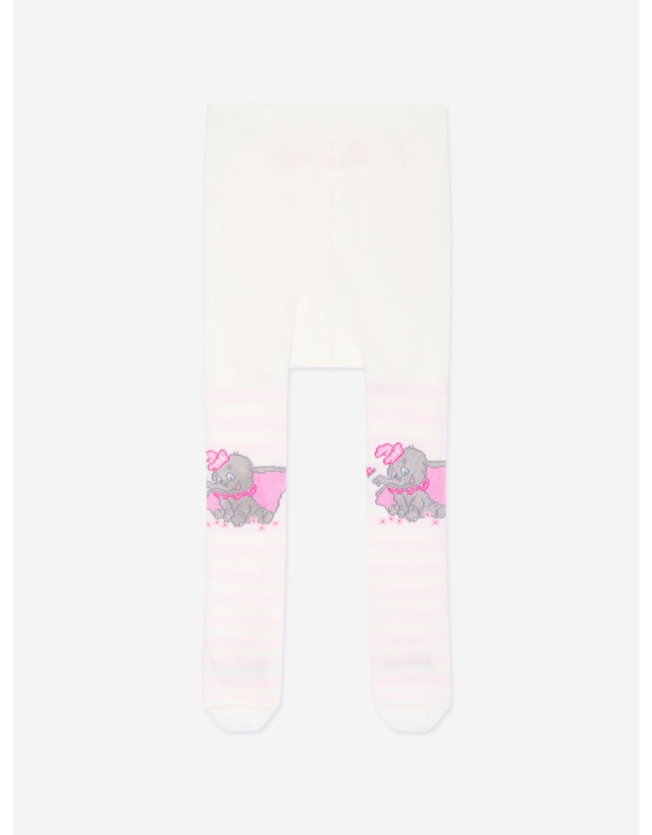 Baby Girls Striped Dumbo Tights in Ivory