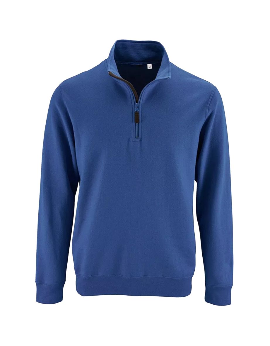 SOLS Mens Stan Contrast Zip Neck Sweatshirt - Royal Blue