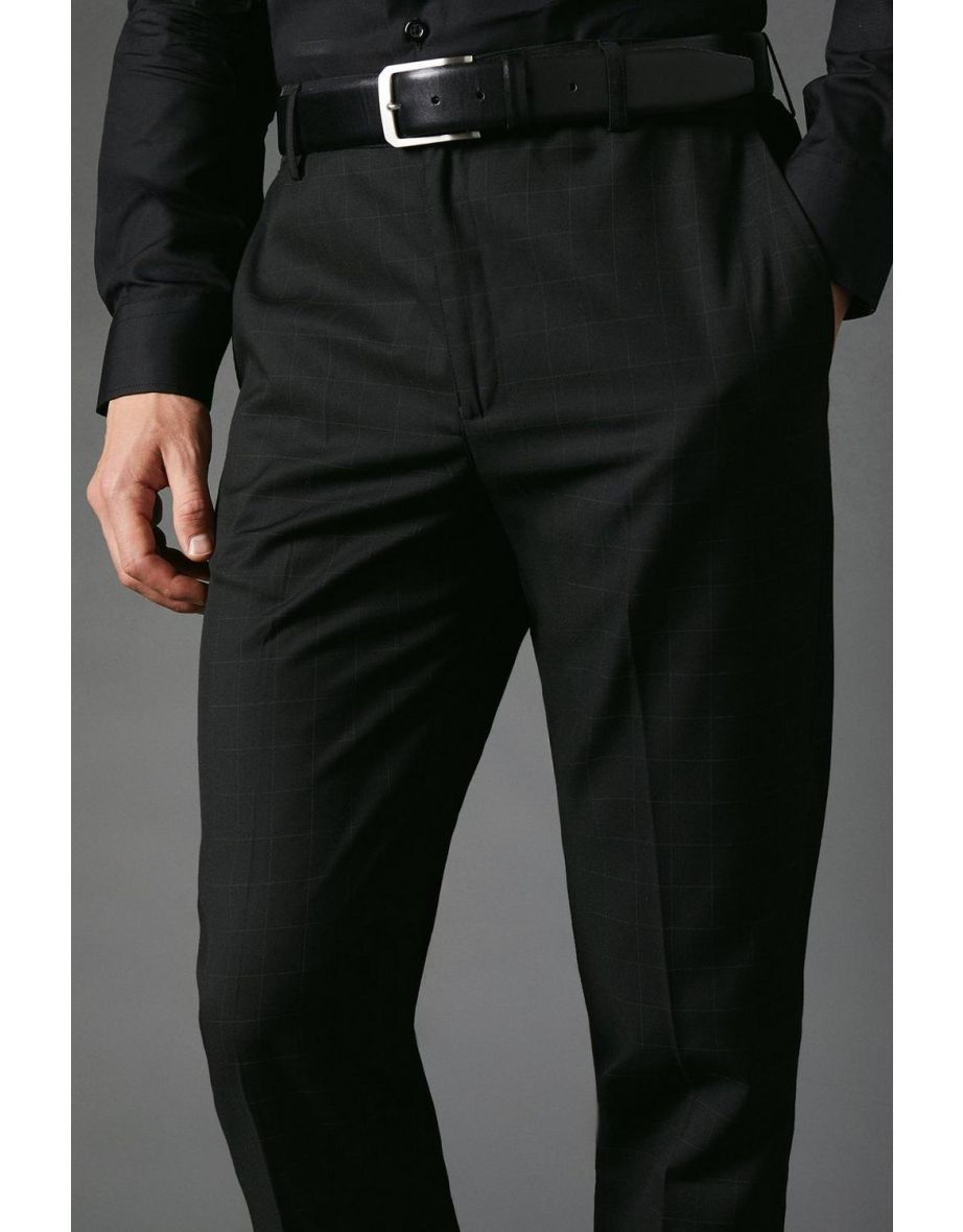 Slim Fit Windowpane Check Smart Trouser - 3