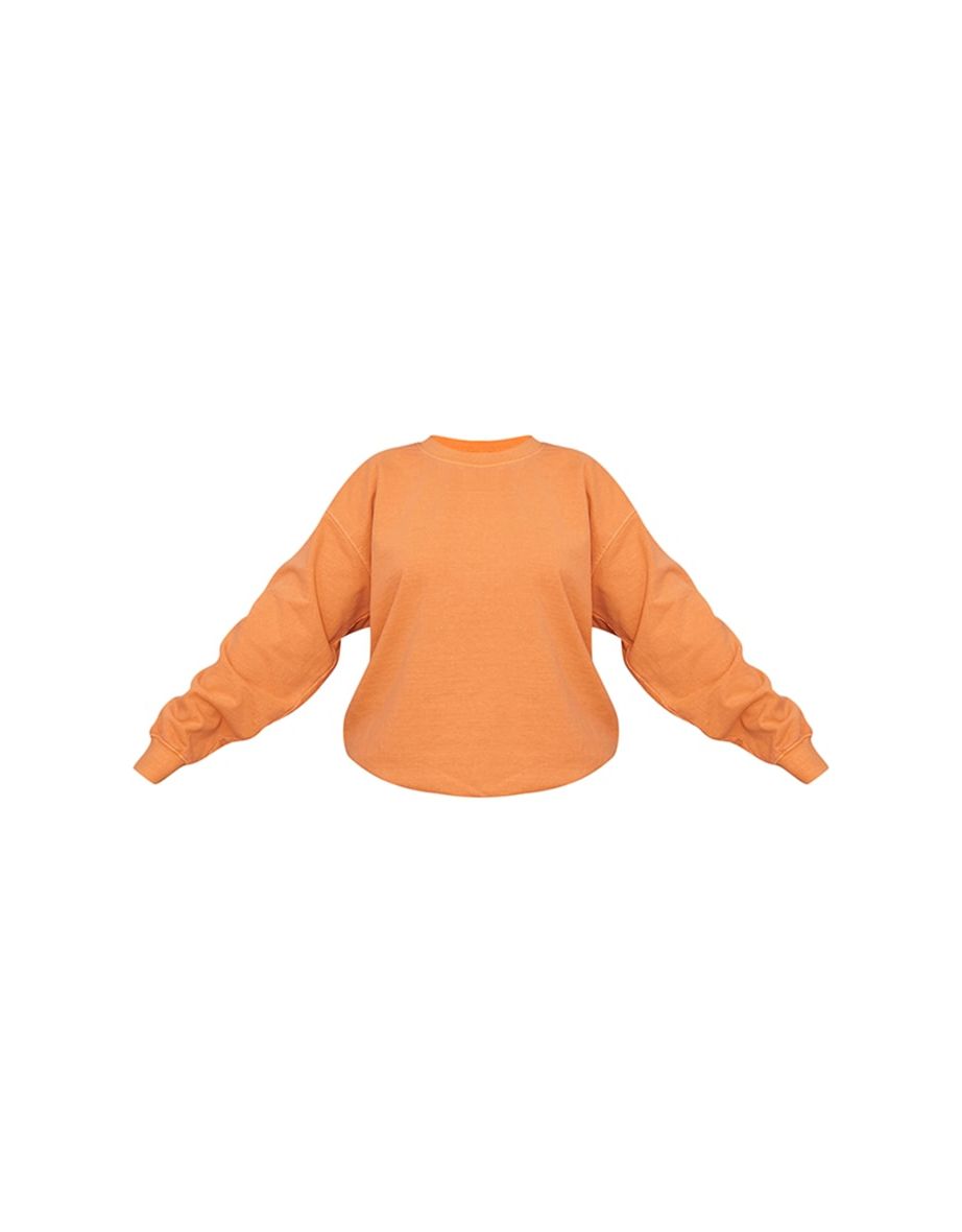 Pastel Orange Washed Oversized Sweatshirt - 4