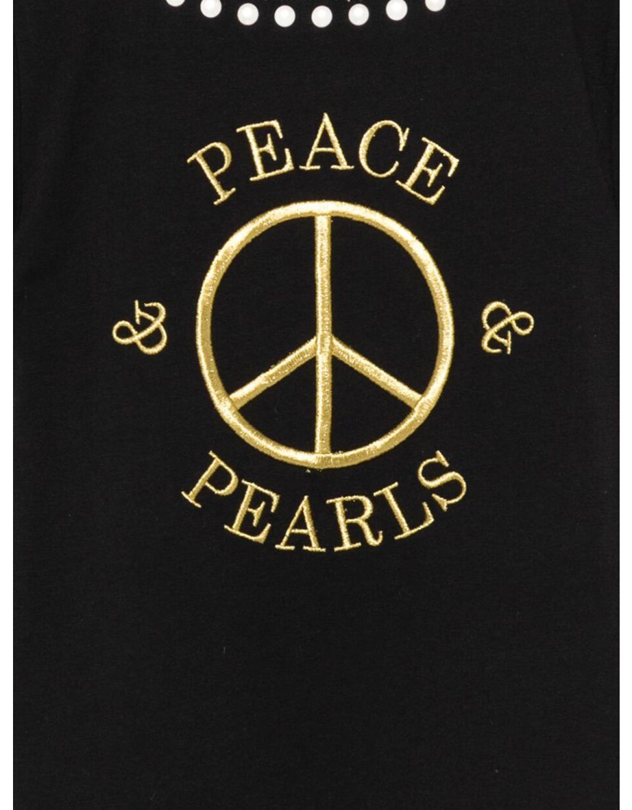 Girls Peace Pearls T-Shirt in Black - 3
