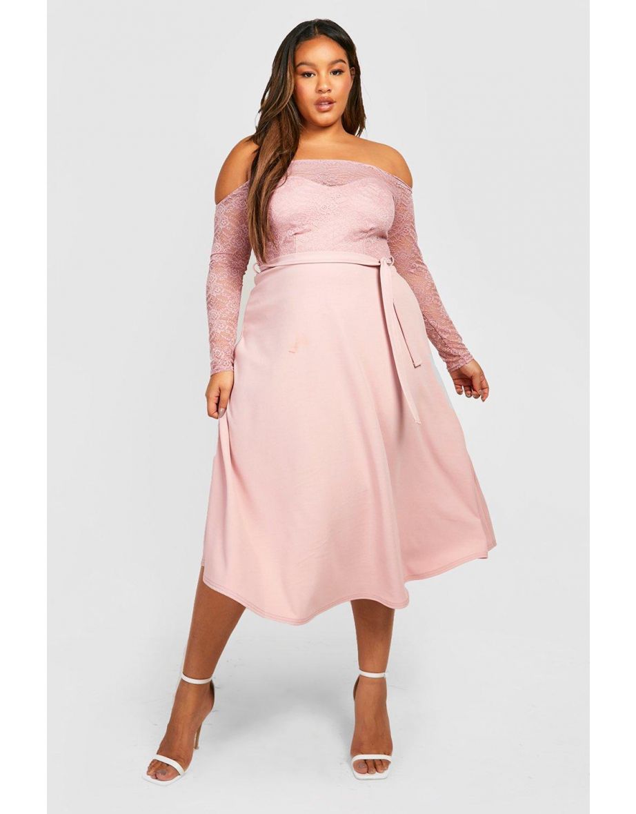 Lace off the shoulder skater dress best sale