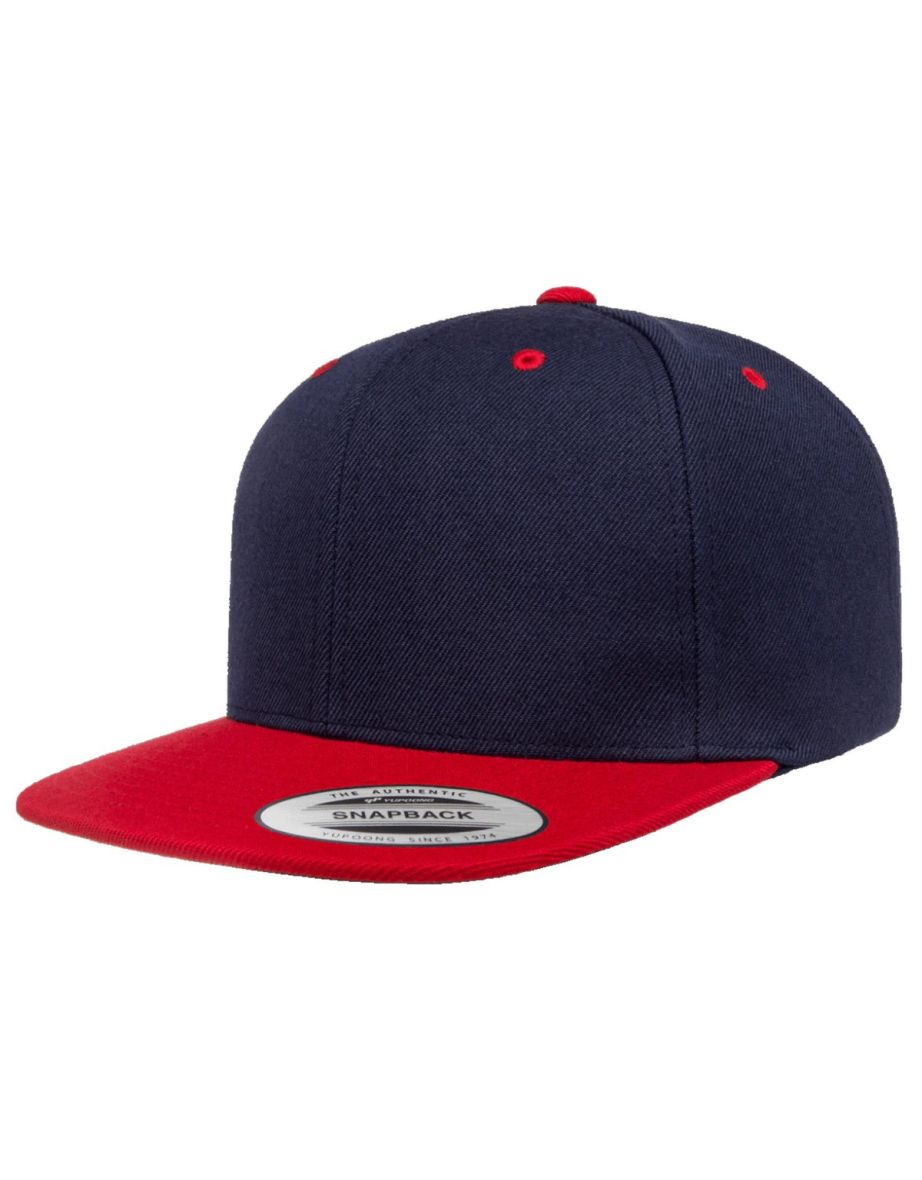 Yupoong Mens The Classic Premium Snapback 2-Tone Cap - Navy/Red