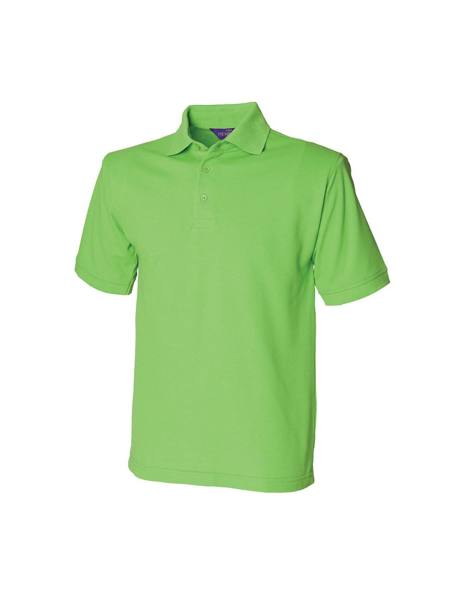 Henbury Mens Polycotton Heavy Polo Shirt - Bright Lime