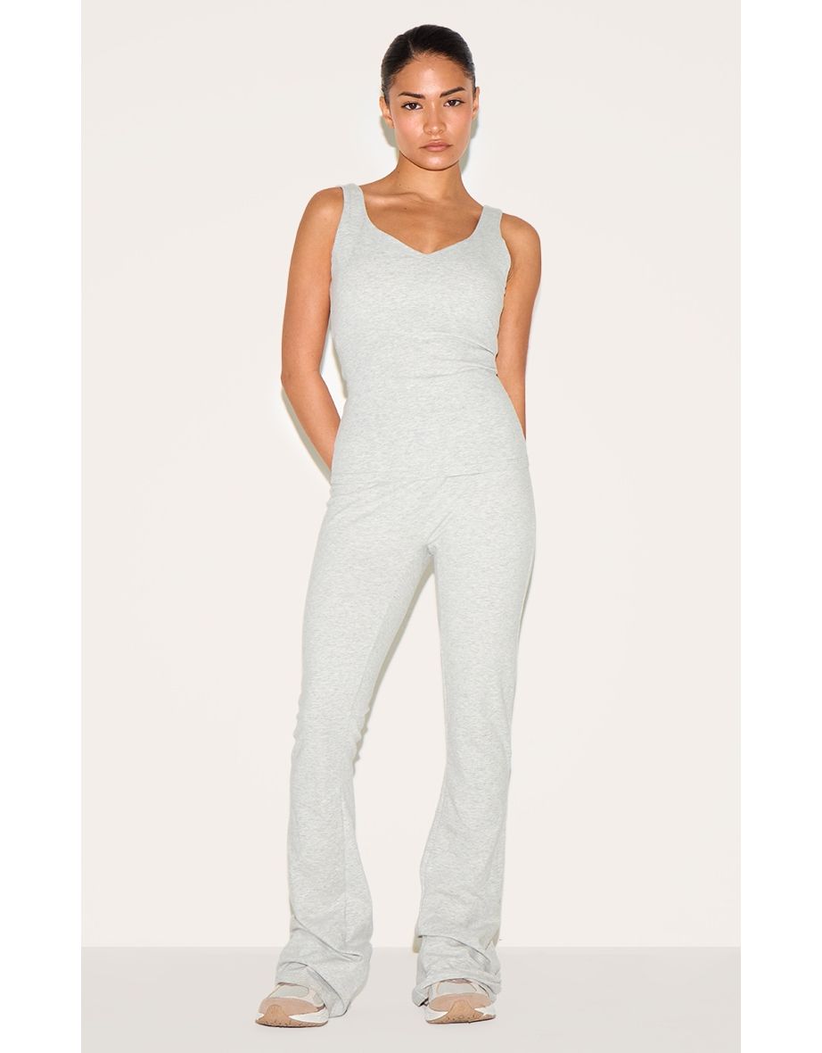 Petite Grey Marl Longline Sculpt Padded Sports Bra
