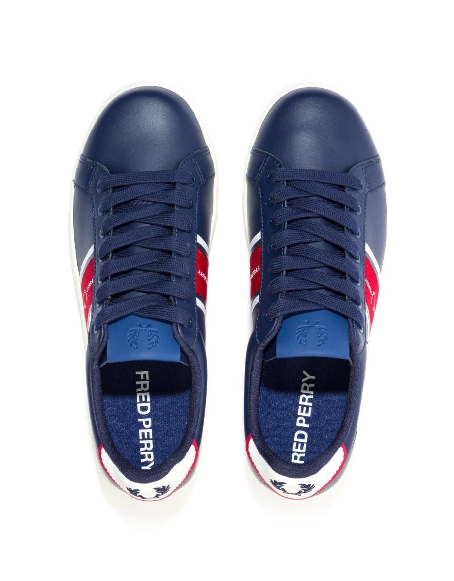 Men's Fred Perry Baseline Mesh Leather Trainers in Blue - 4