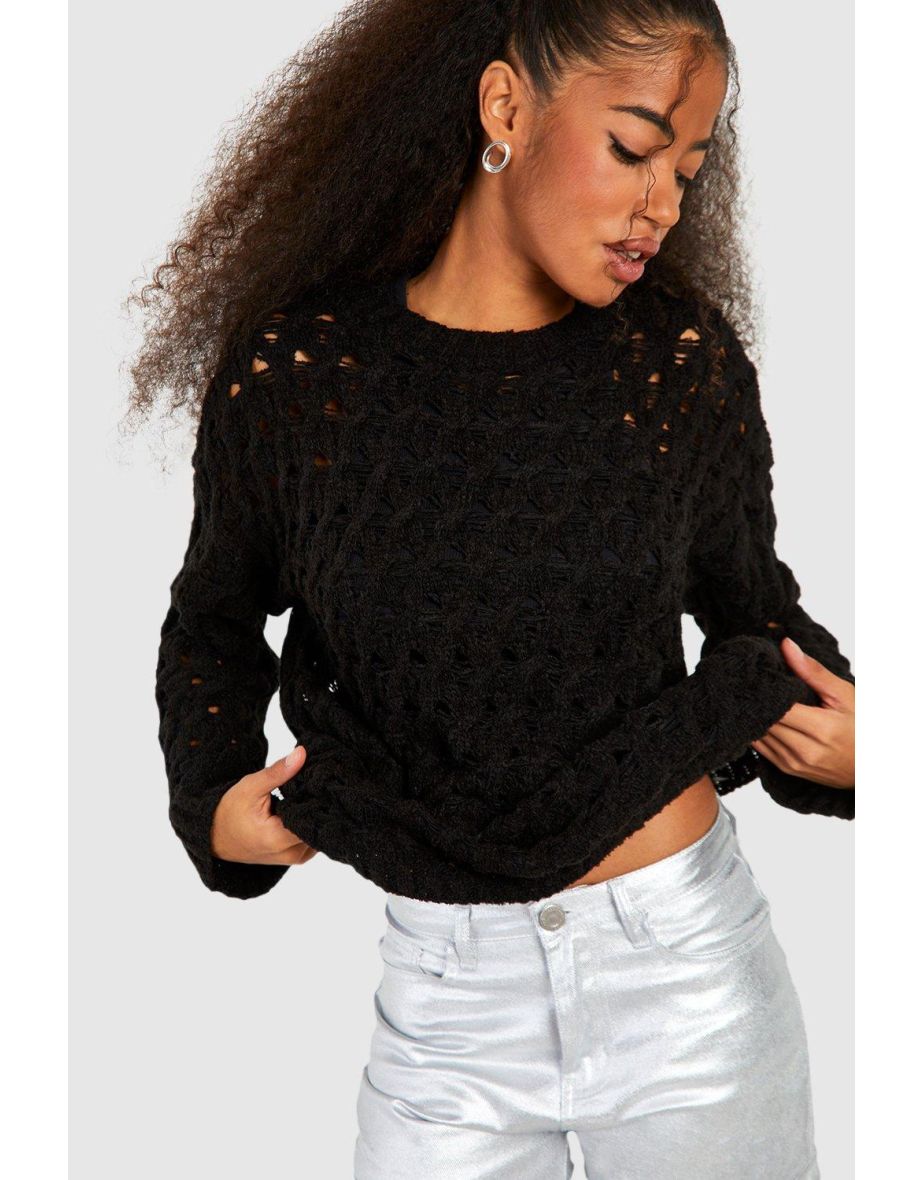 Marl Knit Cable Jumper - black - 3
