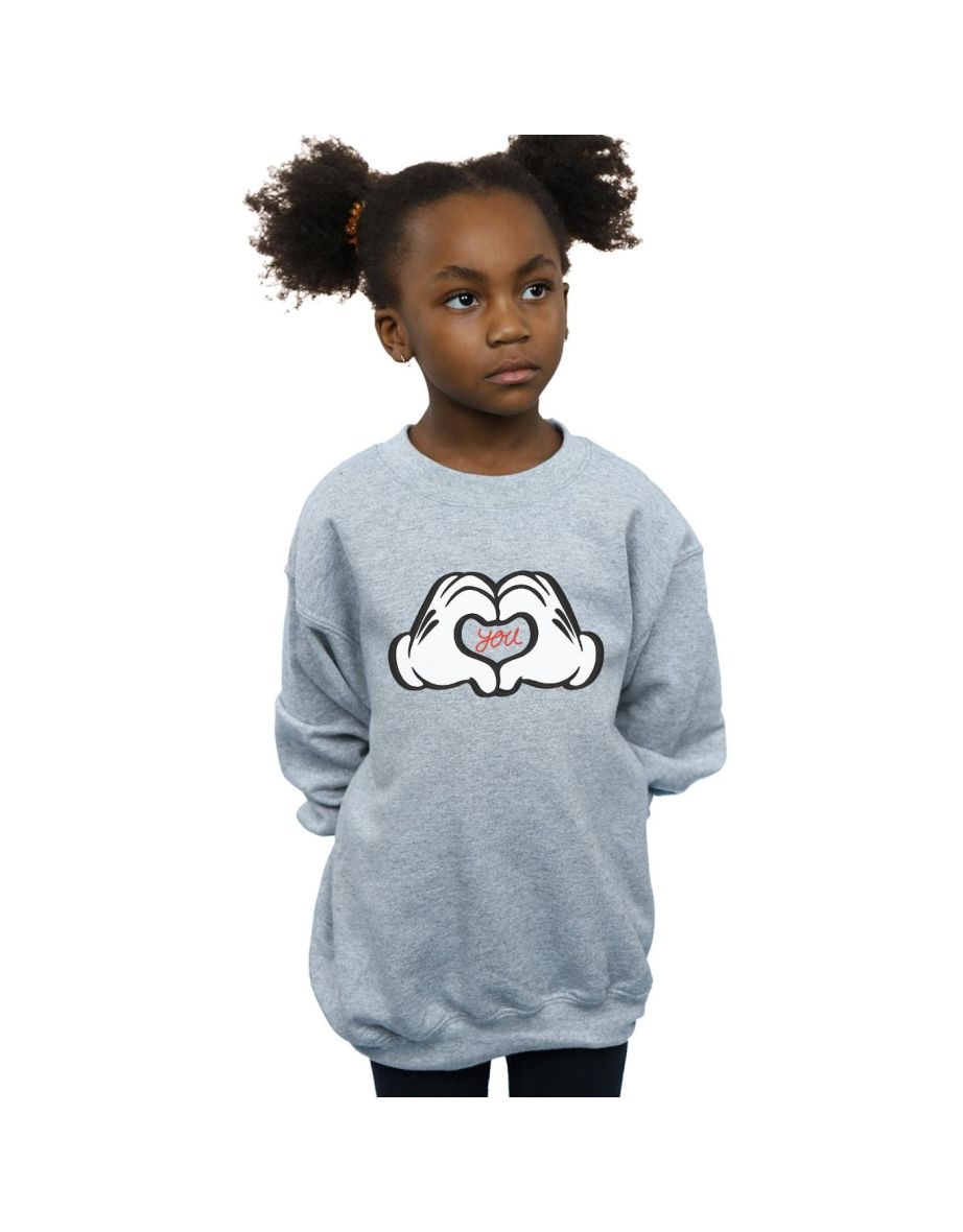 Disney Girls Mickey Mouse Loves You Sweatshirt - Sports Grey
