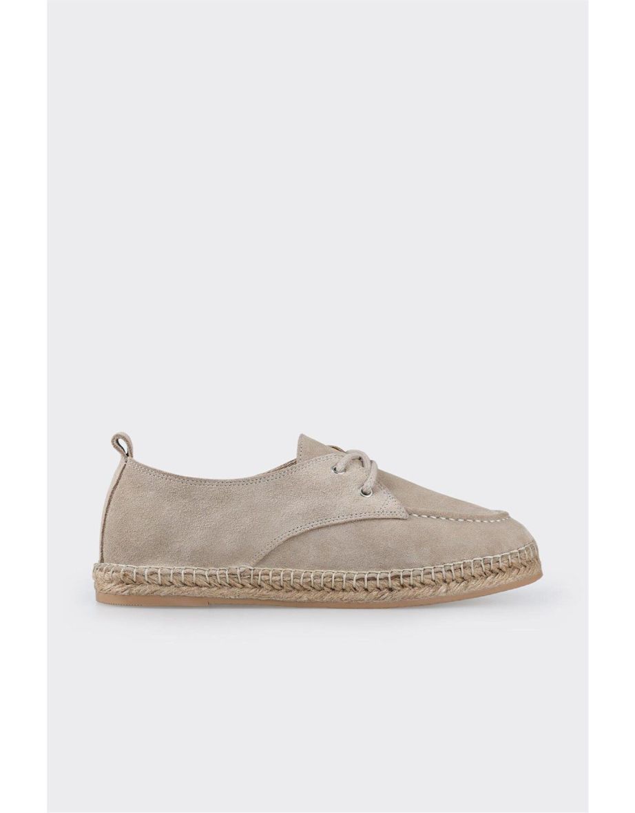 Beige Leather Women's Espadrilles