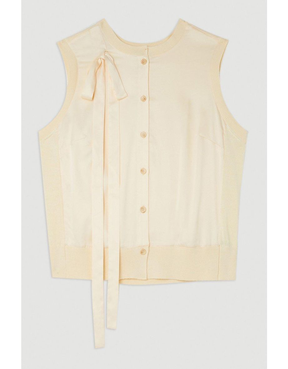 The Founder Blend Satin Bow Detail Knit Vest - 3