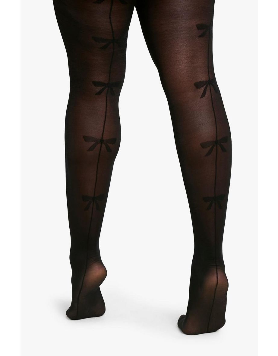 PLUS BOW PATTERN TIGHTS - black - 1