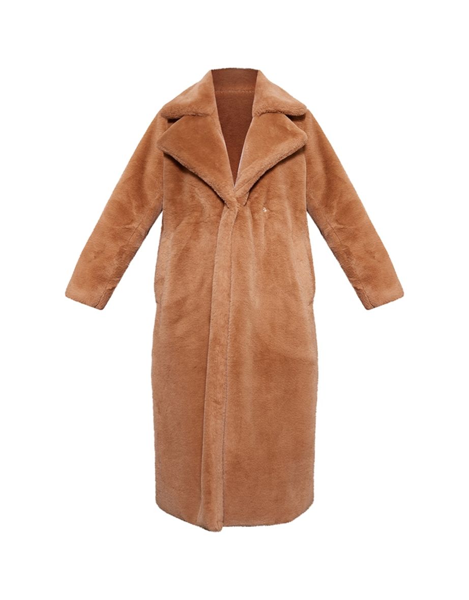 Camel Maxi Faux Fur Coat - 4