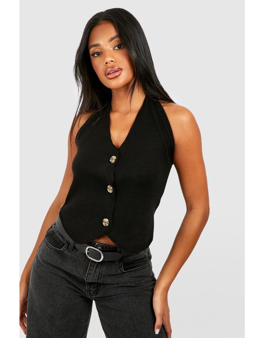 Womens black deals knitted waistcoat