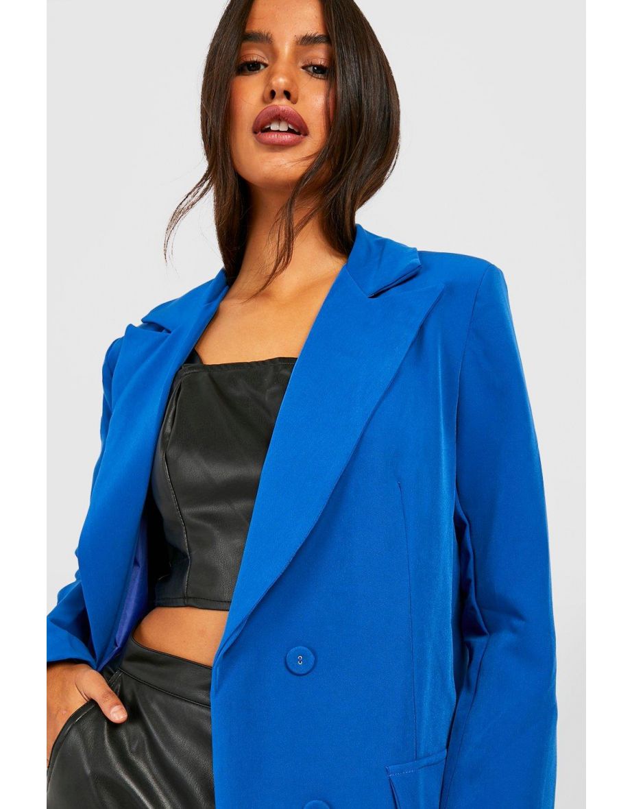 Tailored Double Breasted Oversized Blazer - cobalt - 3