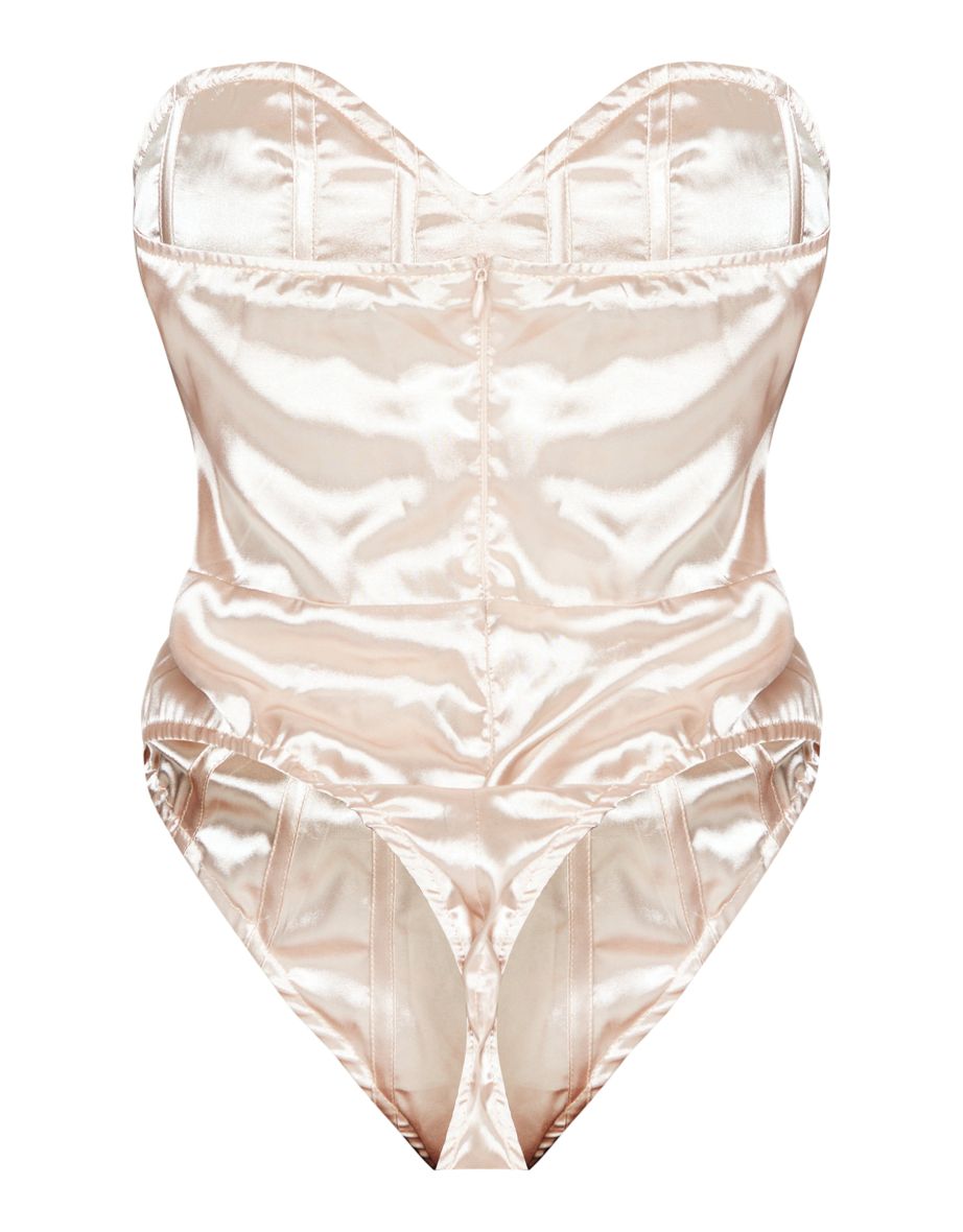 Shape Stone Satin Bandeau Corset Bodysuit - 5