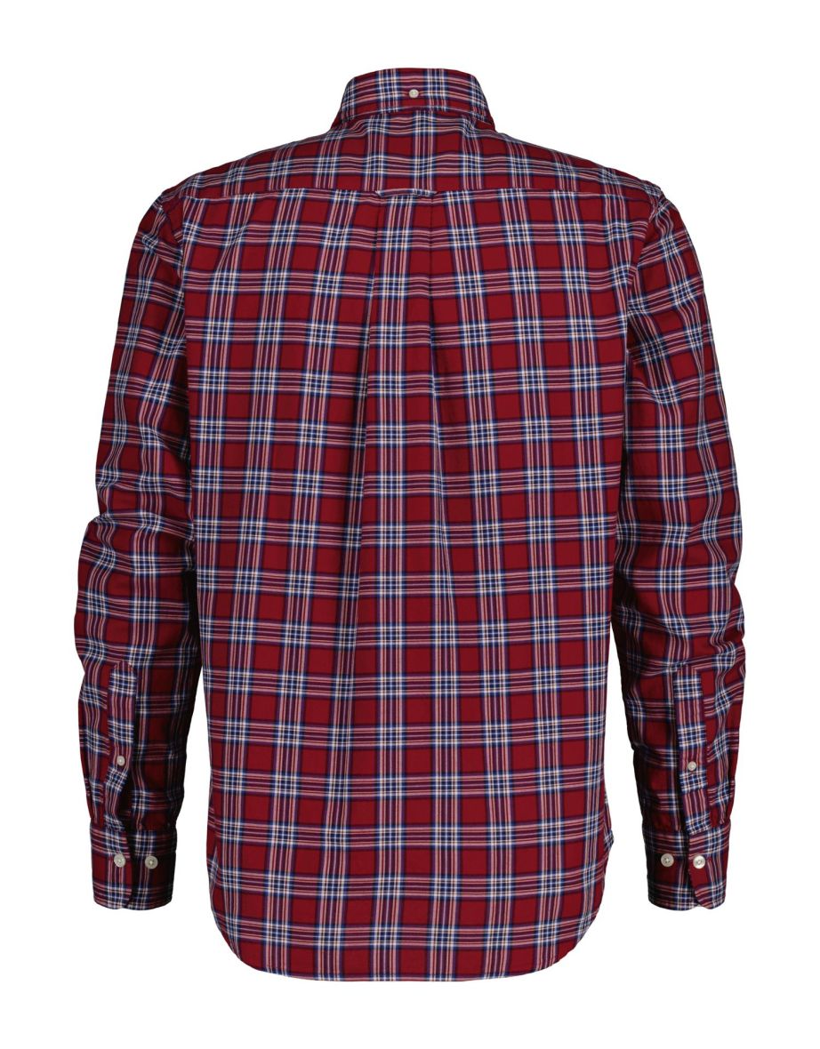 Men's Gant Regular Fit Archive Oxford Check Shirt in Red - 1