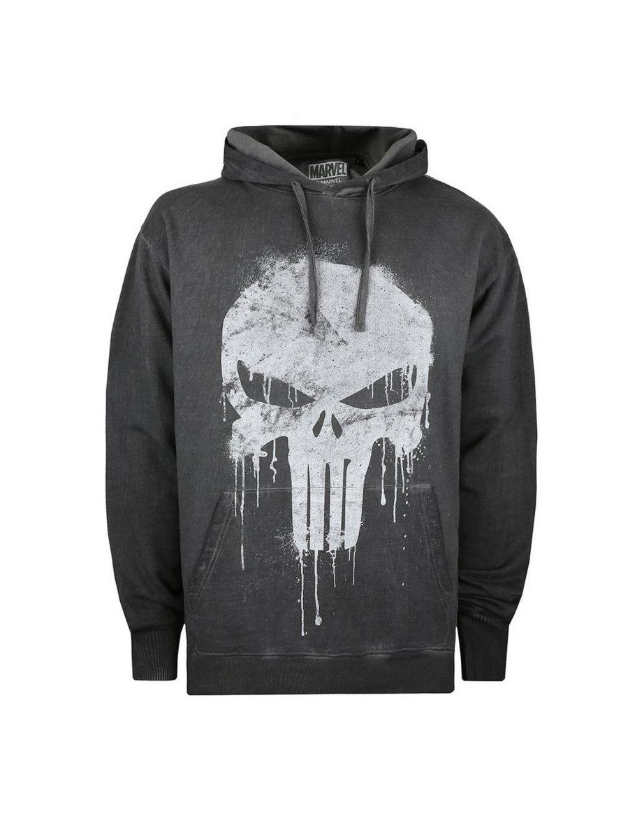 The Punisher Mens Skull Hoodie - Vintage Black
