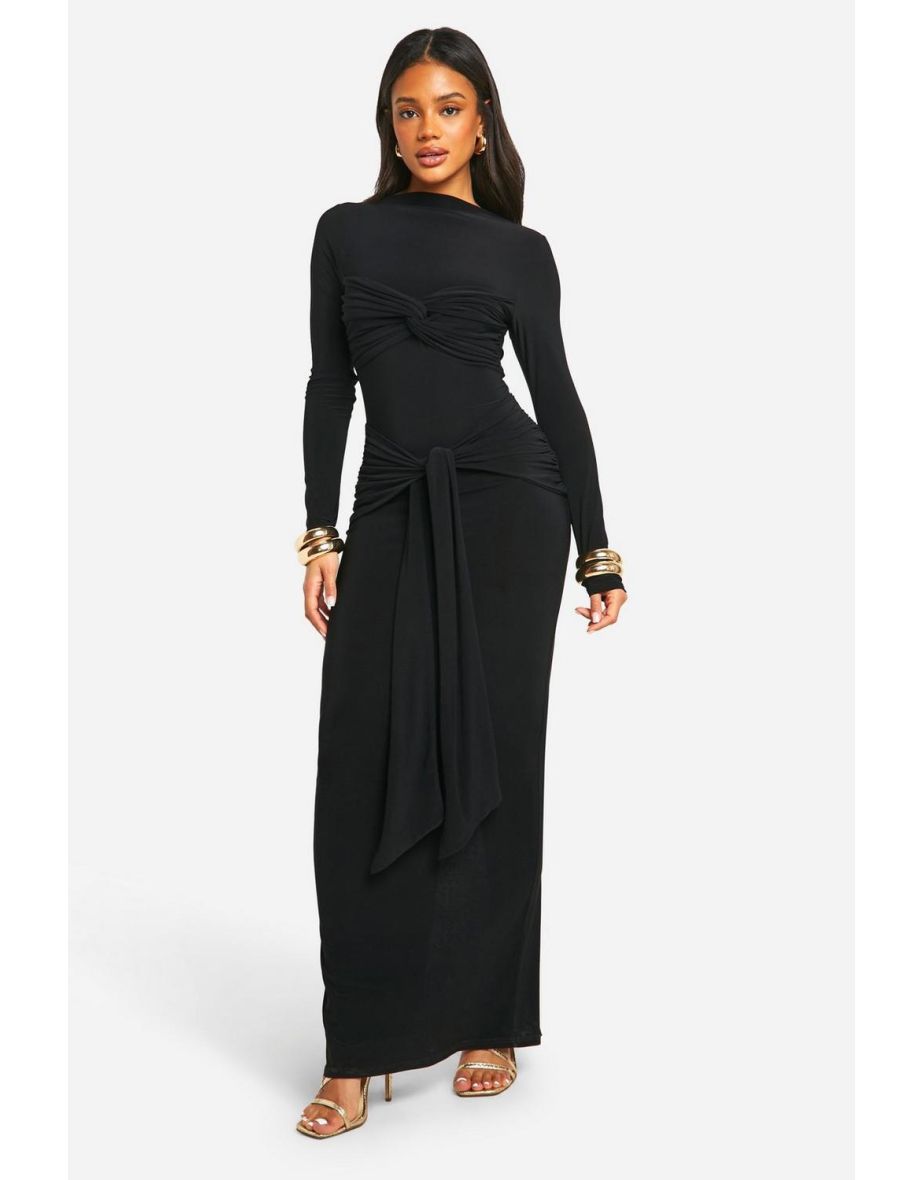 Ruched Twist Detail Maxi Dress