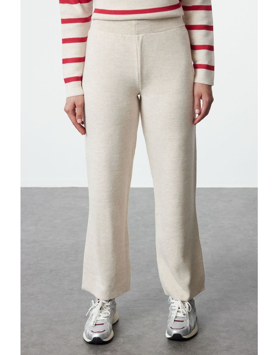 Stone Striped Knitwear Top and Bottom Set with Trousers - 4