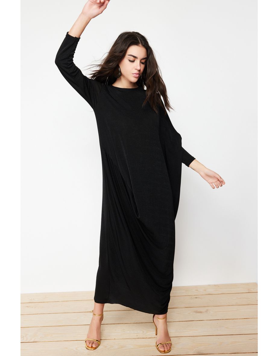 Black Elegant Knitted Kaftan Dress
