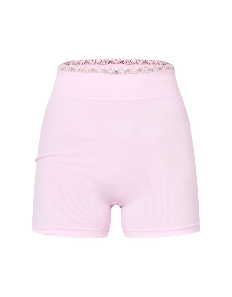 Pink Seamless Lace Trim Contour Hot Pants - 5