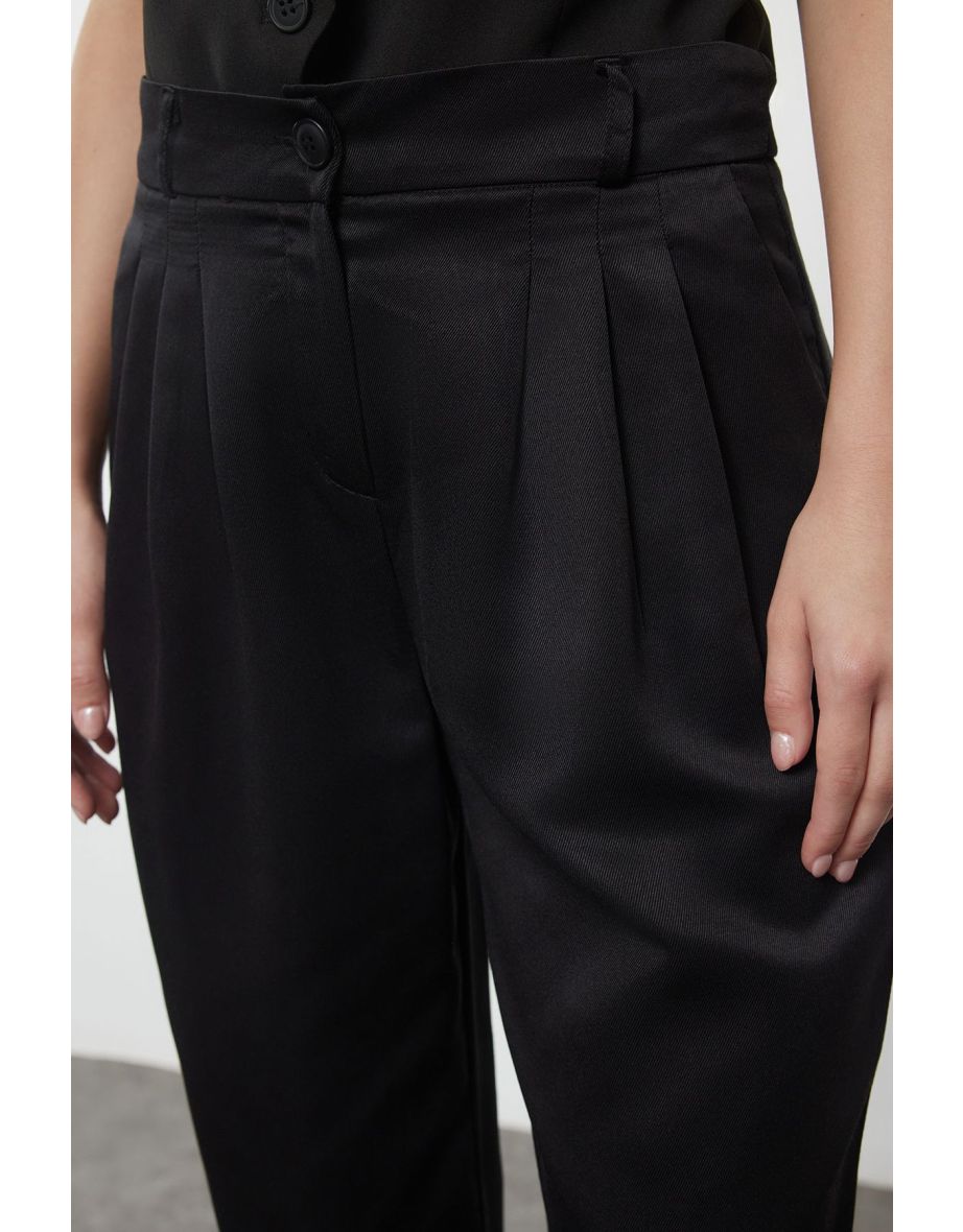 Black Balloon Pattern Woven Trousers - 4