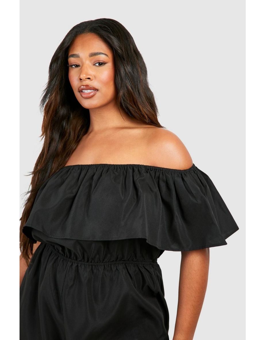 Plus Woven Off Shoulder Playsuit - black - 3