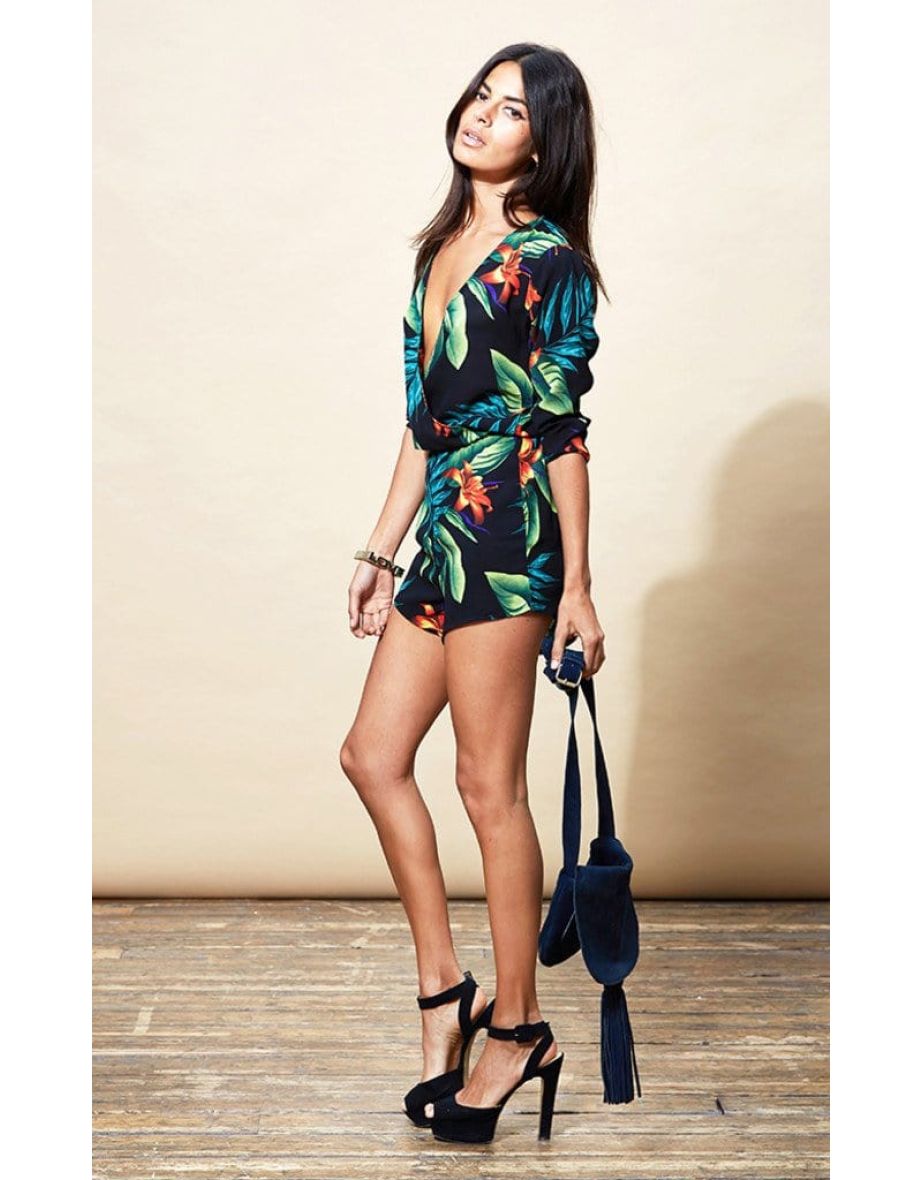 Tiago Playsuit In Black Tropical