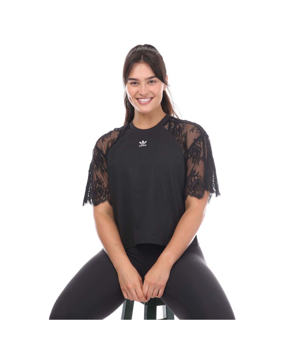 Women's adidas Originals Adicolor Classics Lace T-Shirt in Black - 3