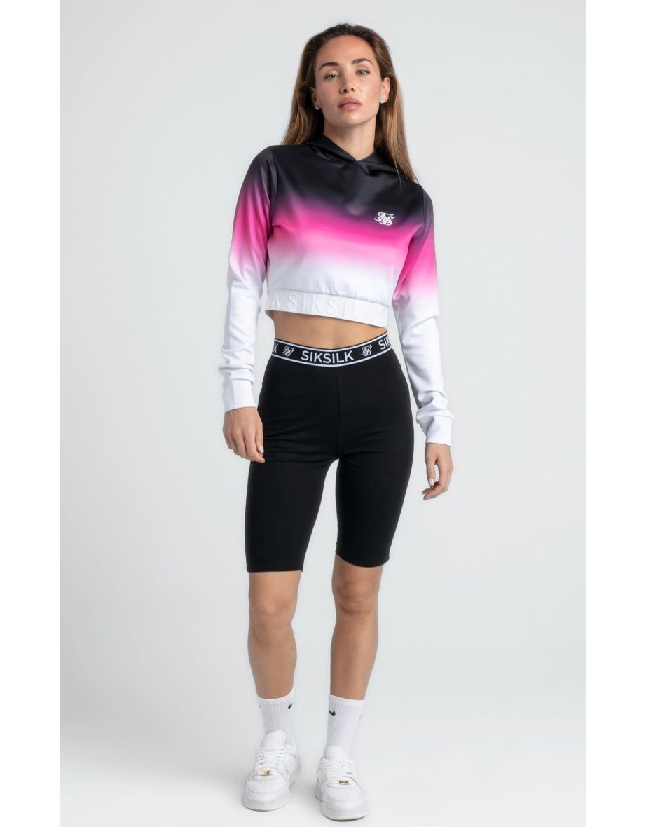 Women's SikSilk Fade Cropped Hoodie in Black
