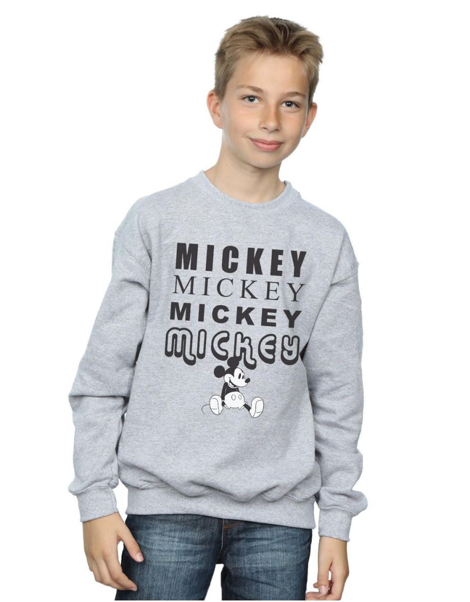 Disney Boys Mickey Mouse Sitting Sweatshirt - Sports Grey