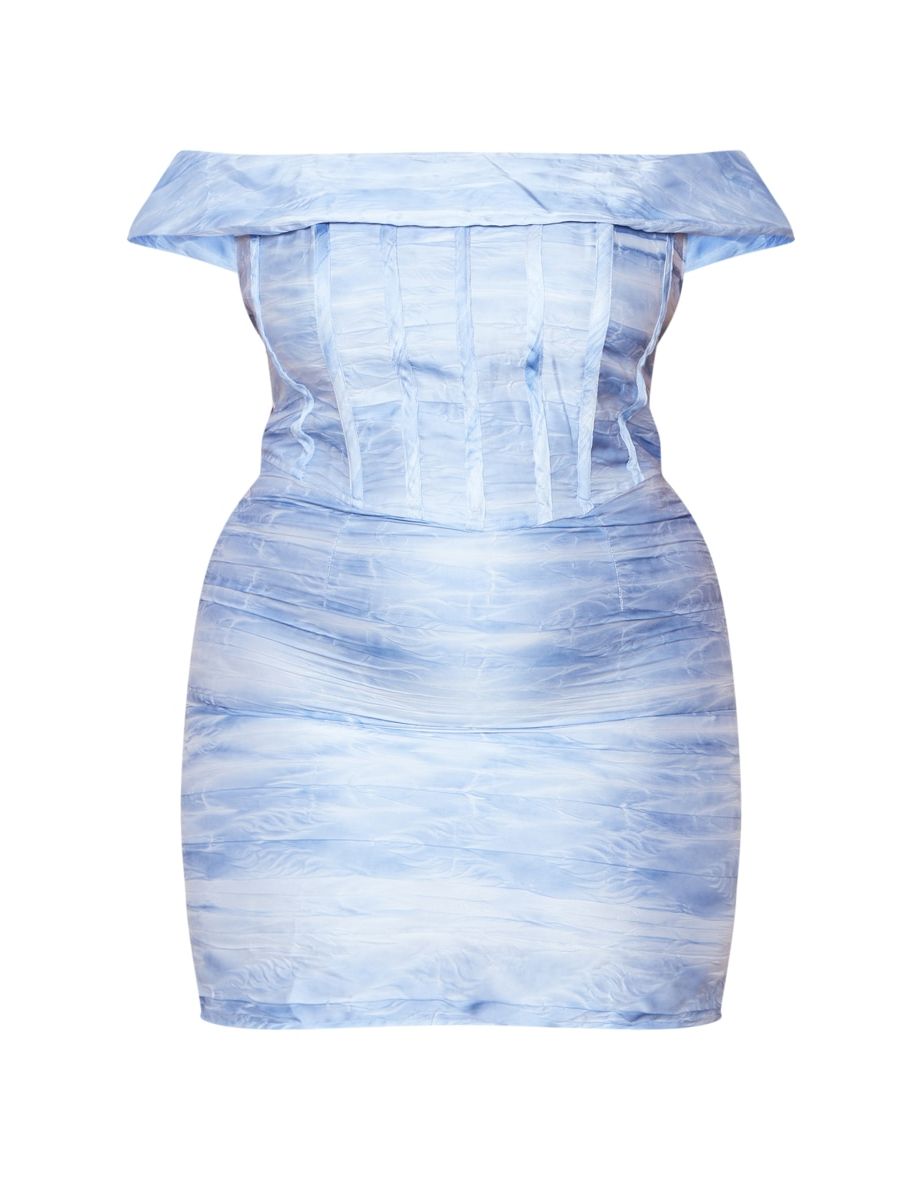Plus Baby Blue Bardot Bodycon Dress - 4