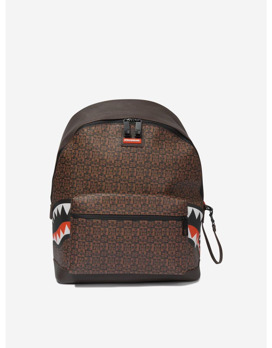 Kids Sharks In Paris Check Emperor Backpack in Brown