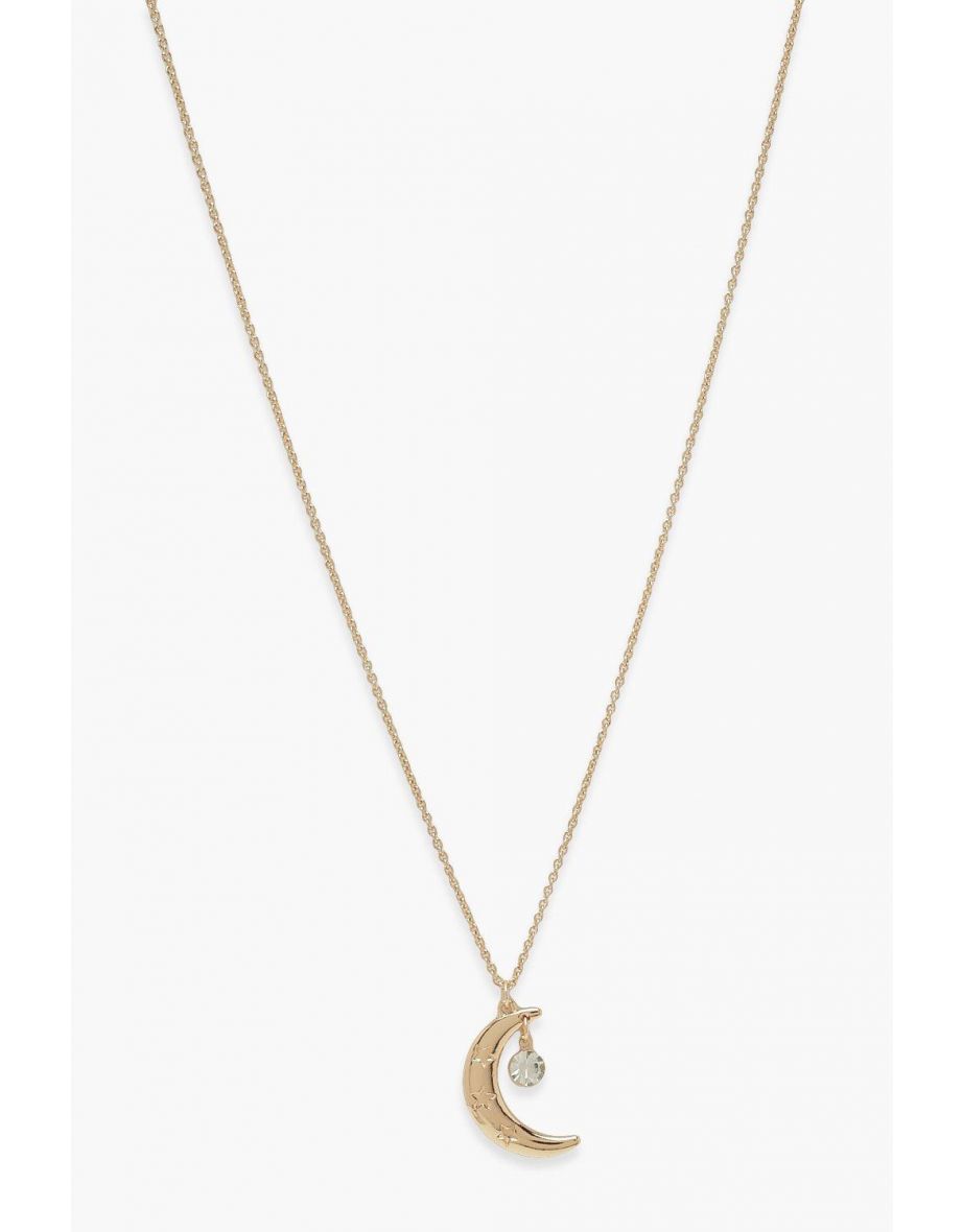 Moon & Gem Necklace  - gold