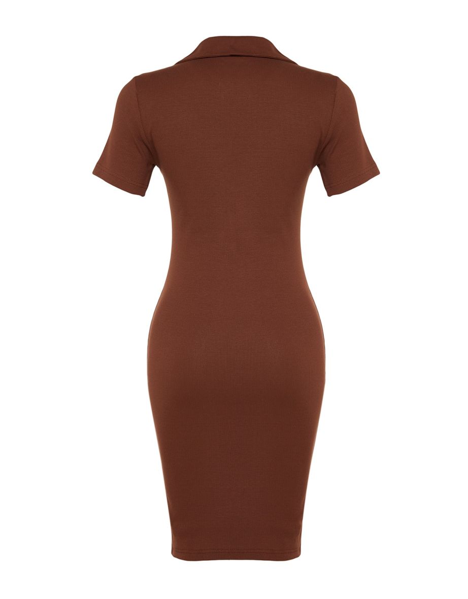 Brown Bodycon Mini T-Shirt Dress - 7