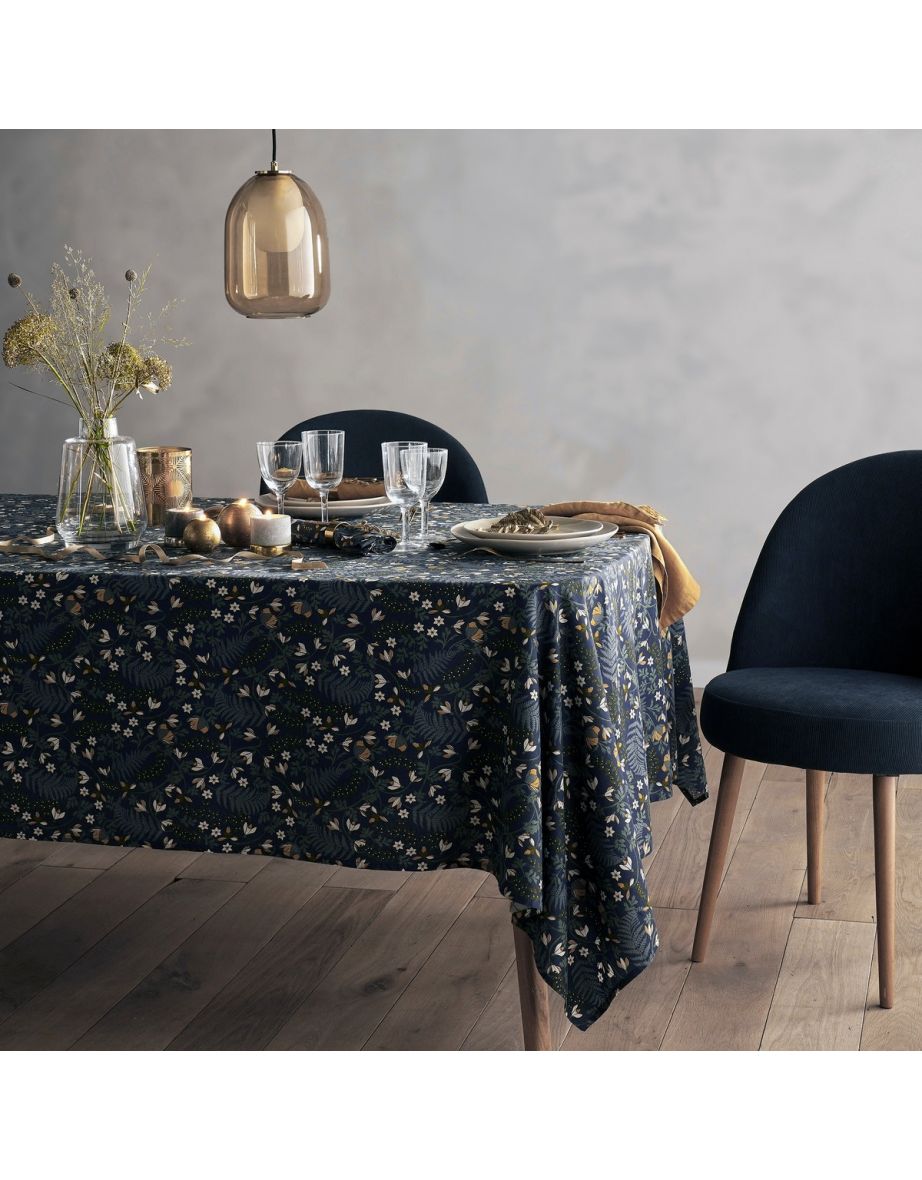 Longina Floral Print Tablecloth in Washed Cotton